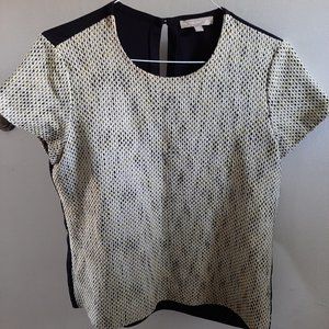 Banana Republic Tweed Front Large Black Yellow Top